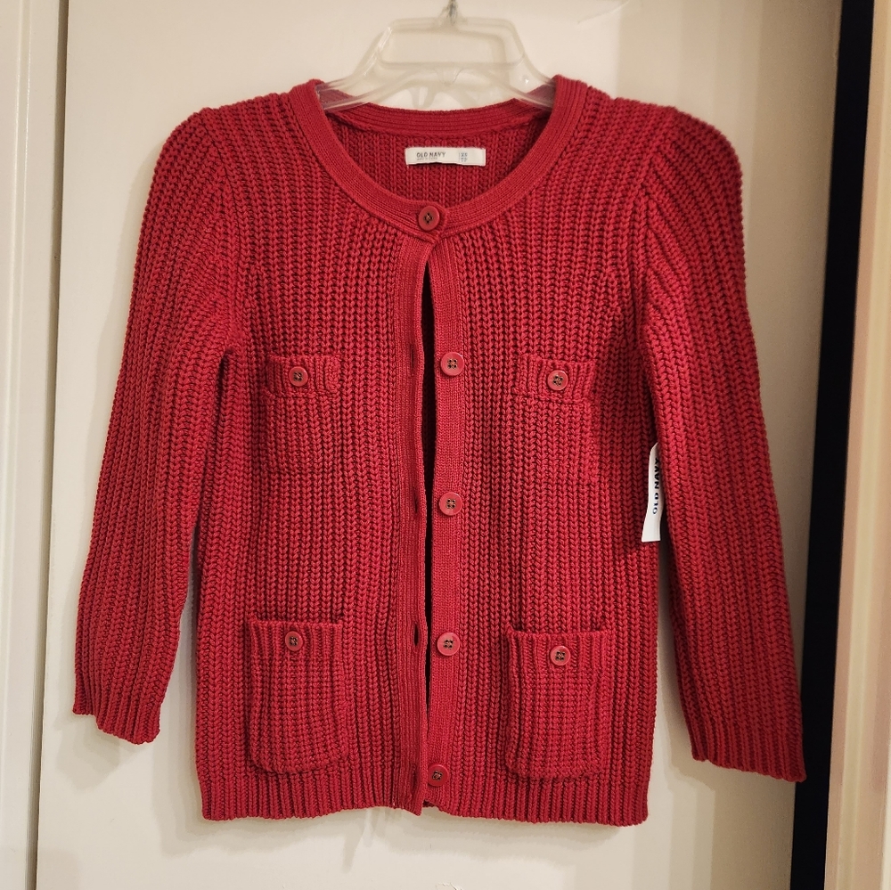 Red Cropped Button Cardigan Sweater Jacket size XS Extra Small NWT